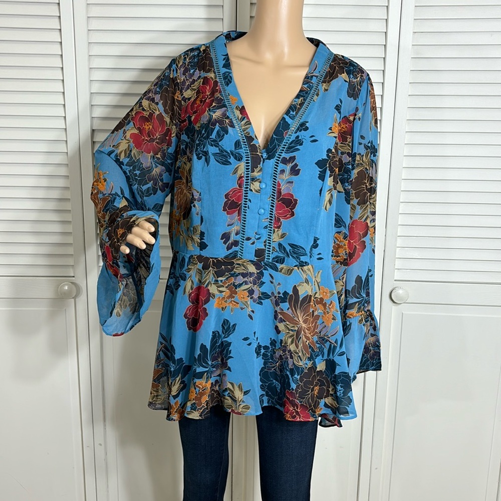 NWT City Chic Lydia Top Peacock Floral Blouse Size 20 - Picture 3 of 13